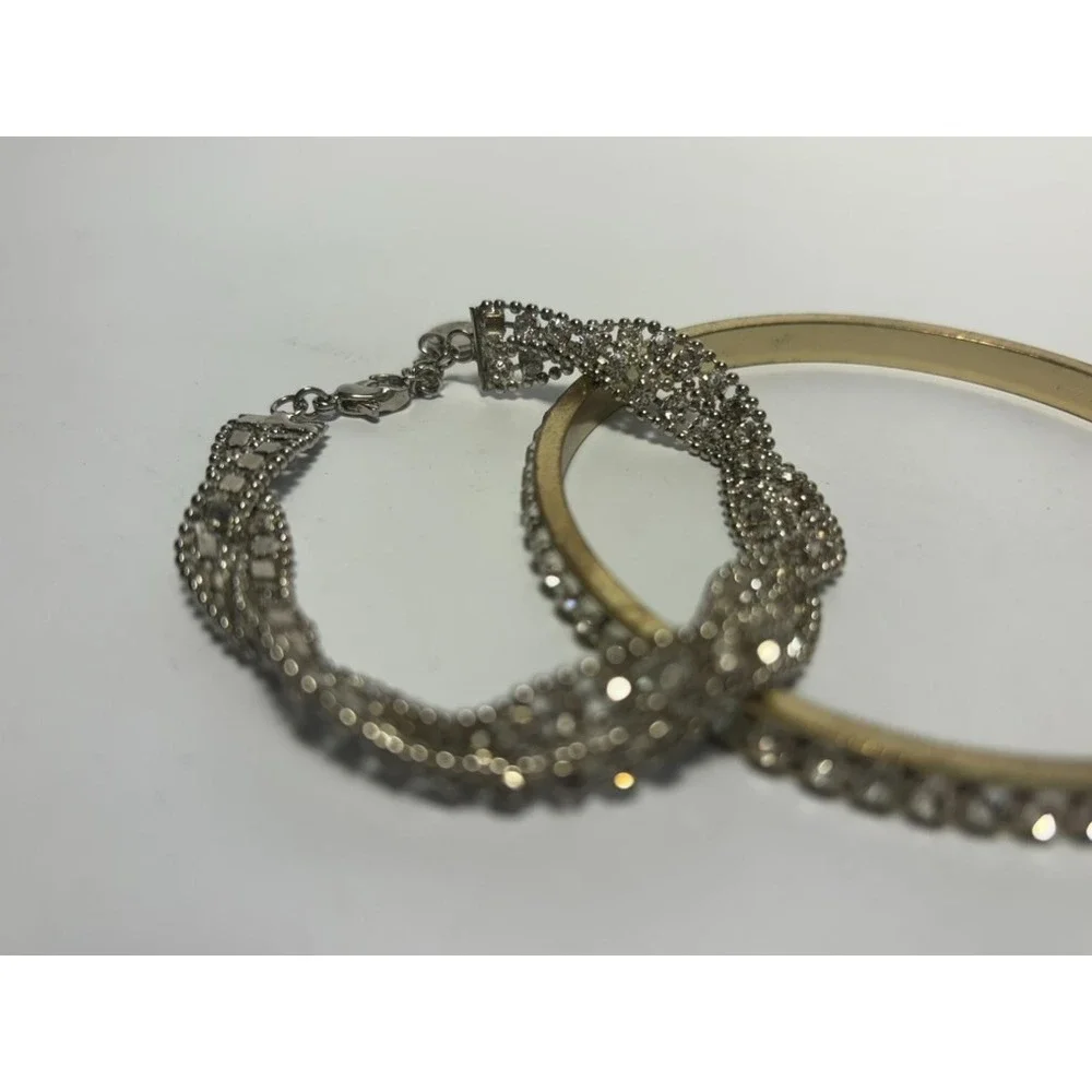 Bracelet Lot Statements Rhinestone and Metal Sparkly‎ Glam